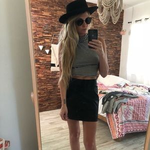 Black and white crop top mock turtle tank